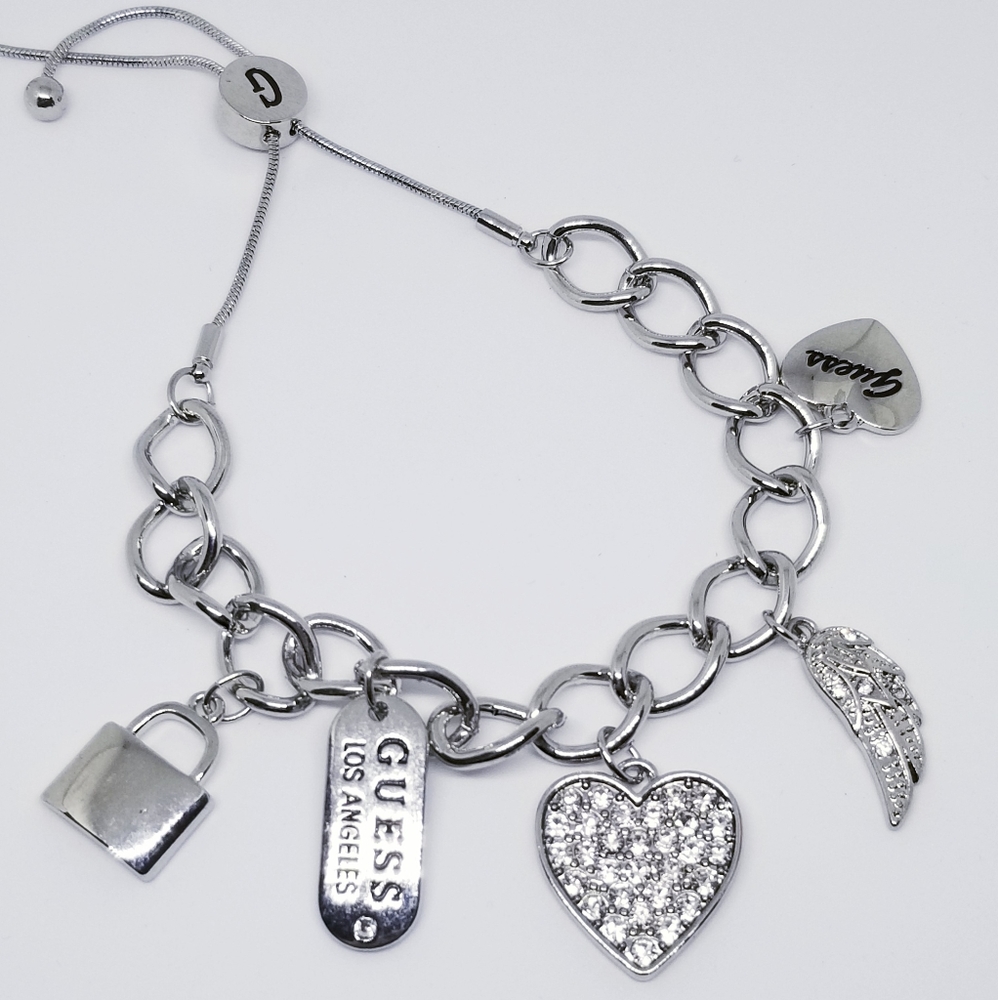 Silver Plated Guess Charm Bracelet